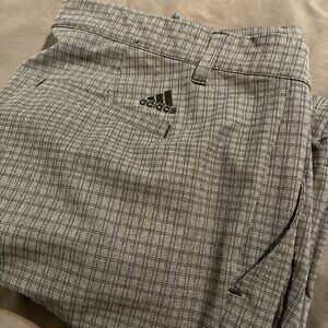 Adidas Golf Pants 38x30 Windowpane Check Classic Style Comfort Gray Mens Stretch